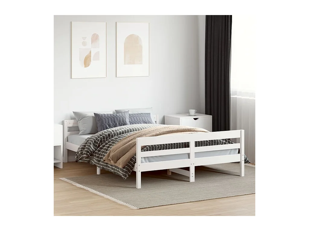 Cadre de lit sans matelas blanc 140x200 cm bois de pin massif