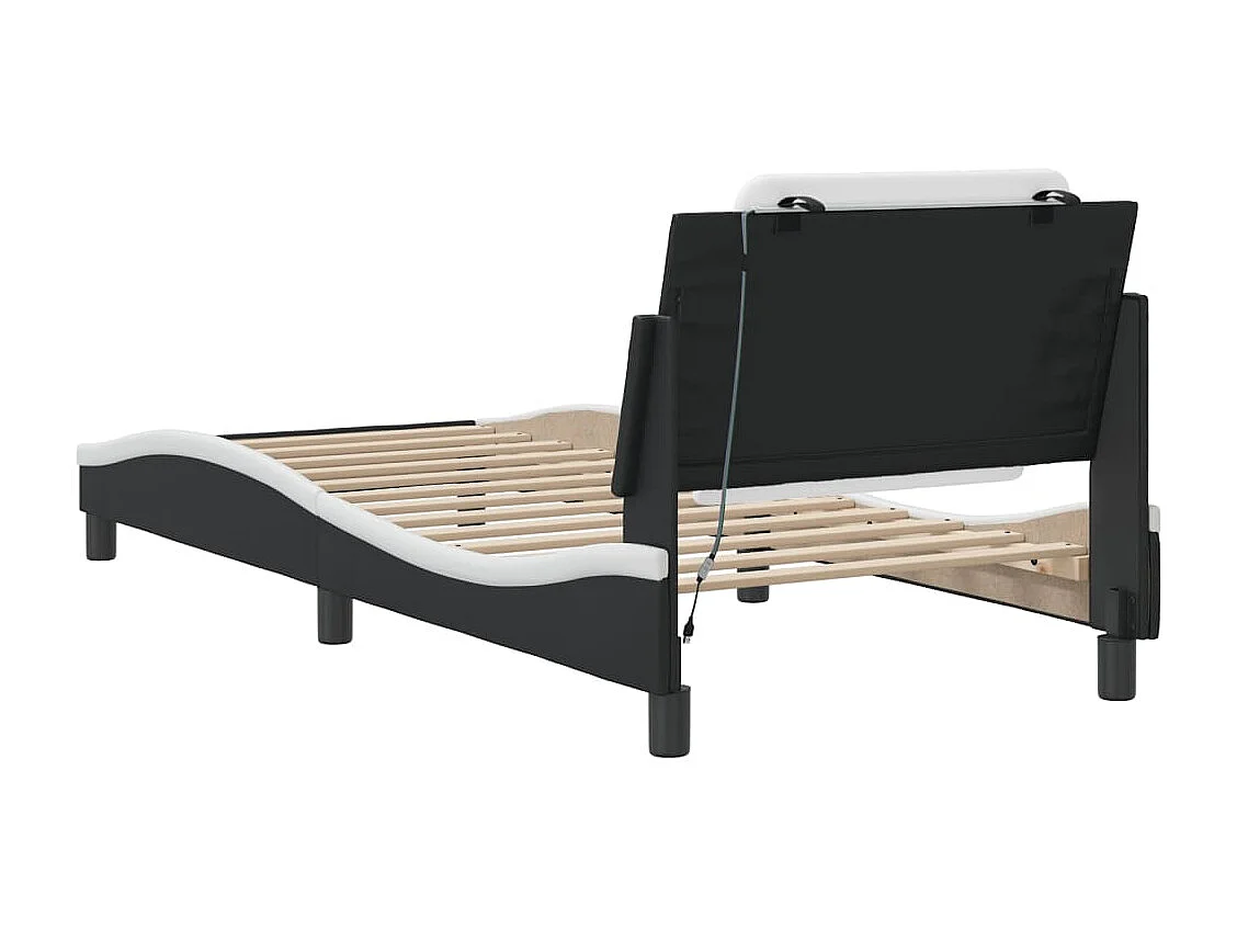 Giroletto con Luci LED Nero e Bianco 90x200 cm in Similpelle