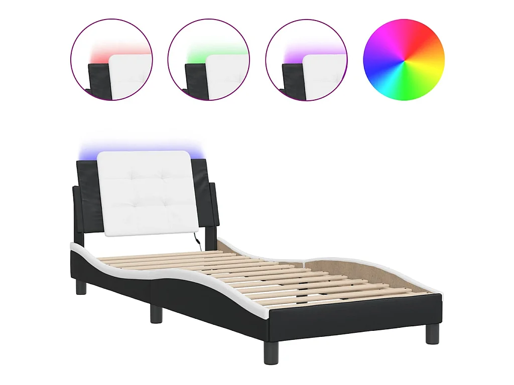 Bedframe met LED zonder matras "Zadar" zwart en wit 90x200 cm