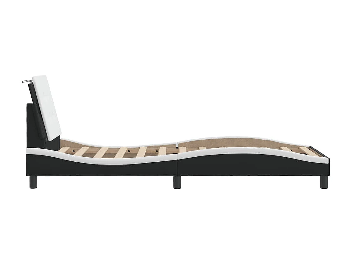 Bedframe met LED zonder matras "Zadar" zwart en wit 90x200 cm