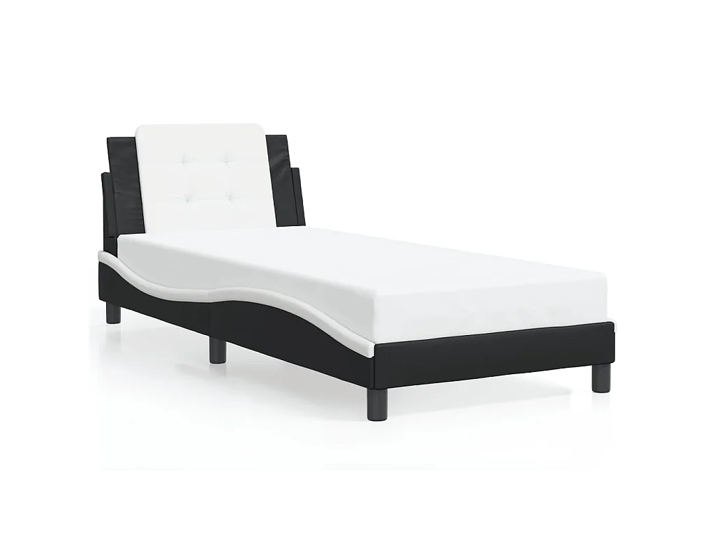 Bedframe met LED zonder matras "Zadar" zwart en wit 90x200 cm