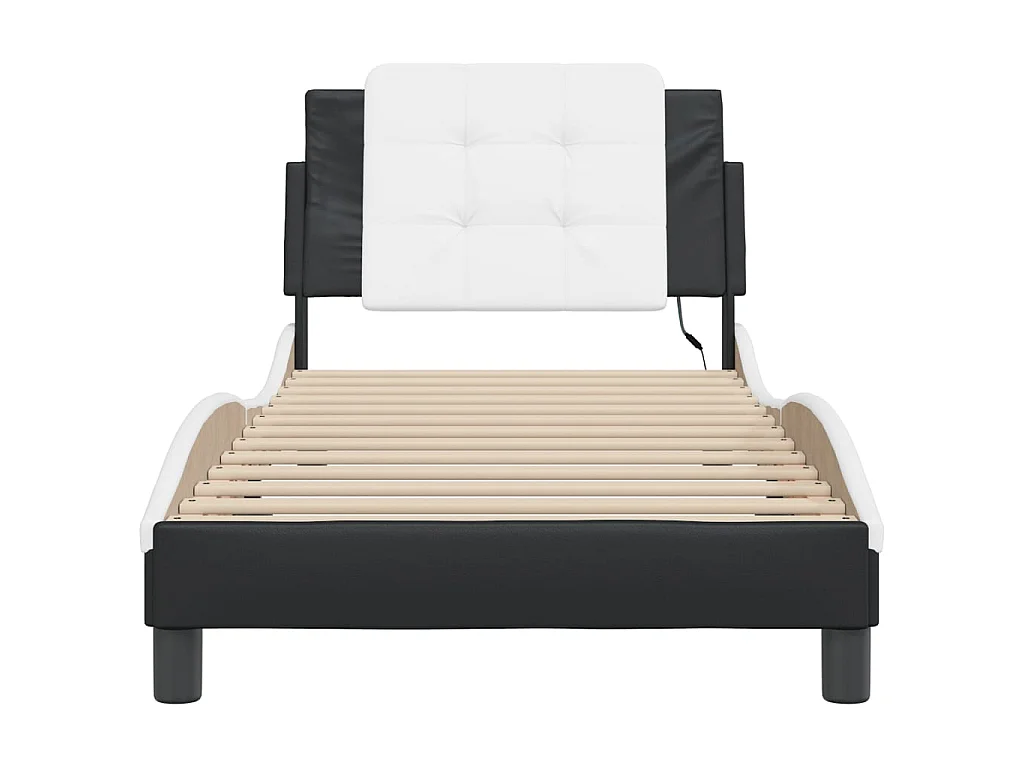 Bedframe met LED zonder matras "Zadar" zwart en wit 90x200 cm