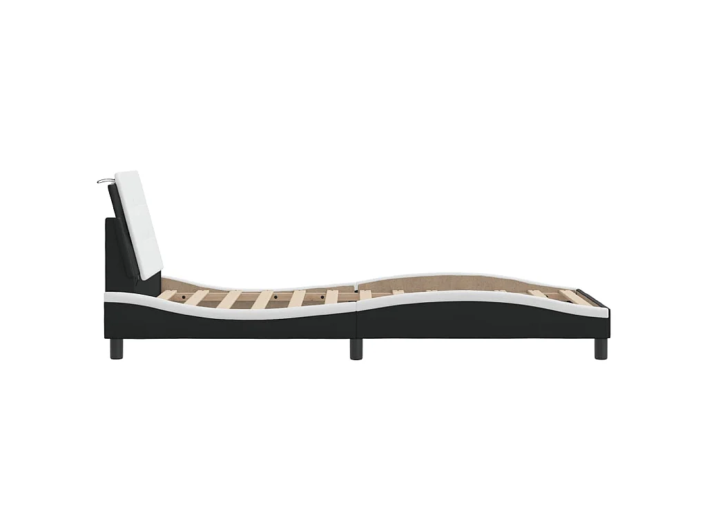 Bedframe met LED zonder matras "Zadar" zwart en wit 90x200 cm