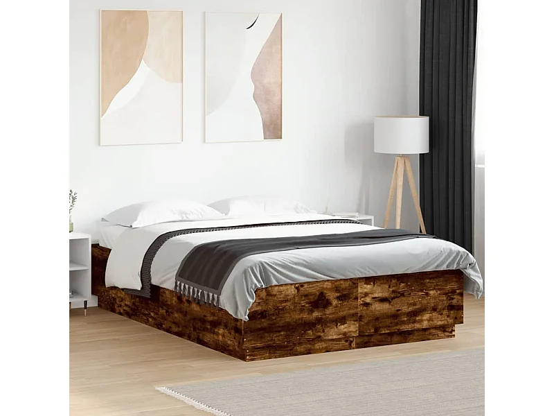 Bedframe met LED-verlichting gerookt eikenkleurig 160x200 cm