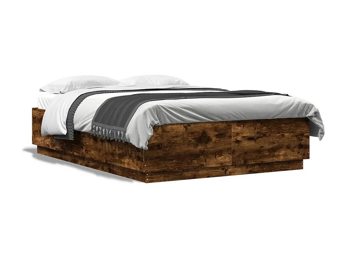 Bedframe met LED-verlichting gerookt eikenkleurig 160x200 cm