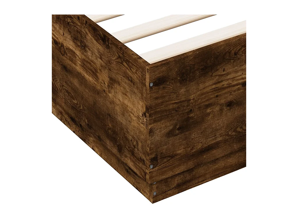 Cadre de lit avec LED sans matelas chêne fumé 160x200 cm