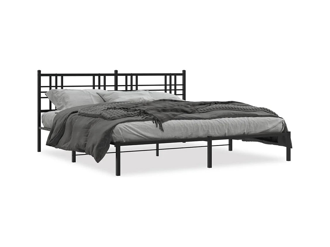 Giroletto con Testiera in Metallo Nero 200x200 cm