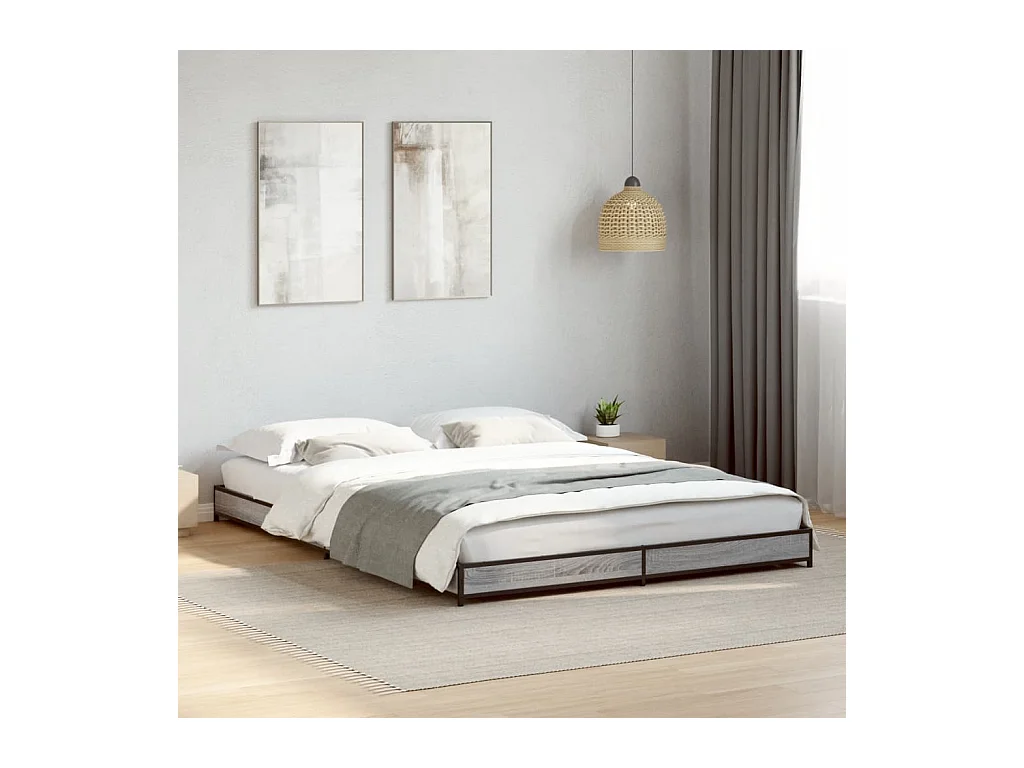 Cadre de lit sans matelas sonoma gris 140x190 cm