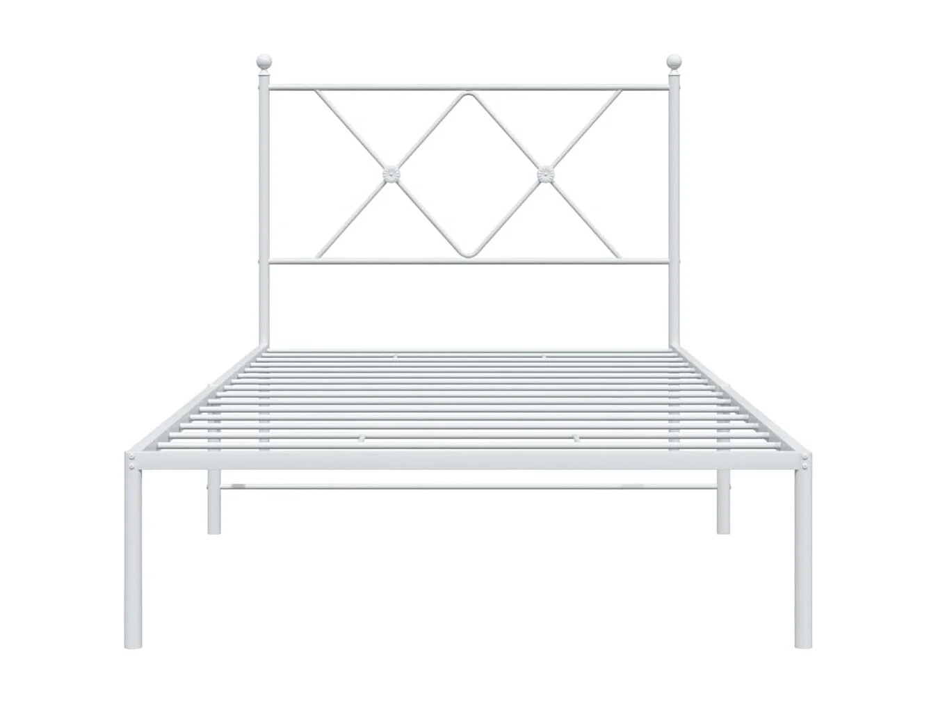 Cadre de lit métal sans matelas avec tête de lit blanc 90x200cm