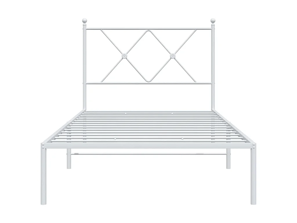 Cadre de lit métal sans matelas avec tête de lit blanc 90x200cm