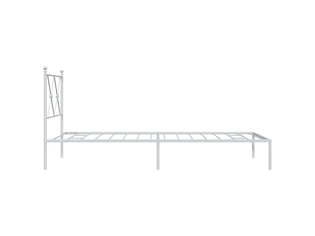 Cadre de lit métal sans matelas avec tête de lit blanc 90x200cm
