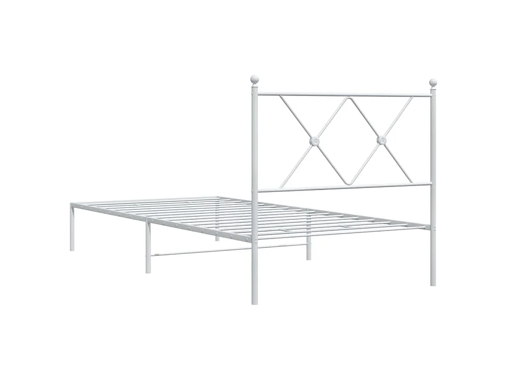 Cadre de lit métal sans matelas avec tête de lit blanc 90x200cm