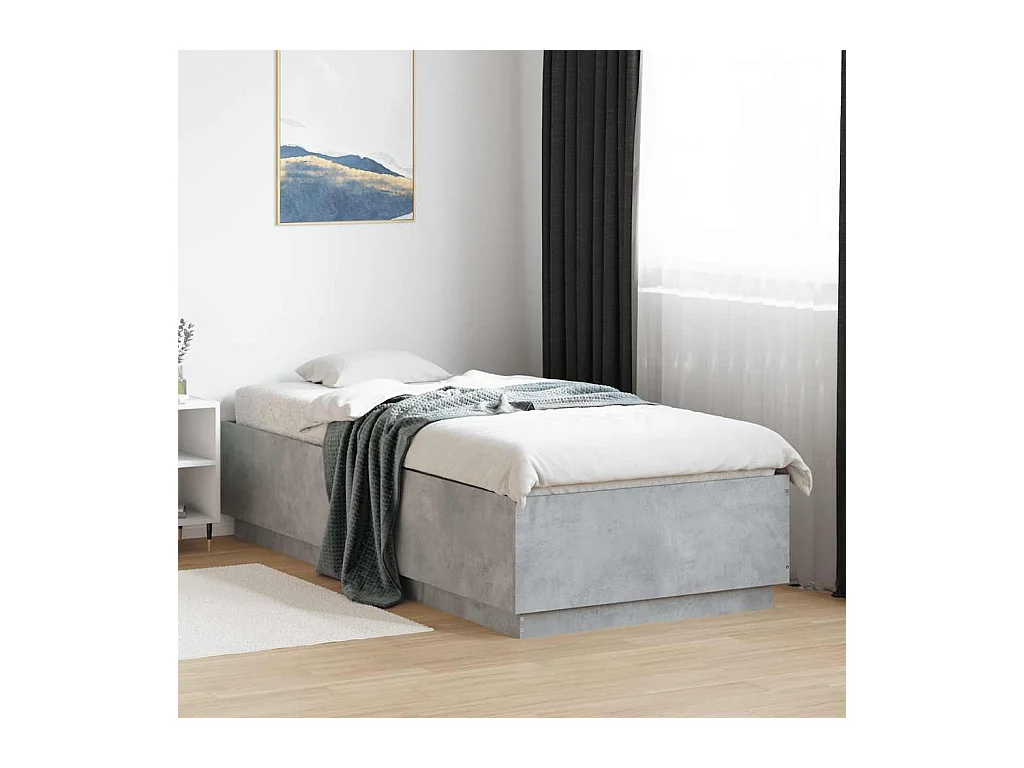 Cadre de lit sans matelas gris béton 100x200 cm