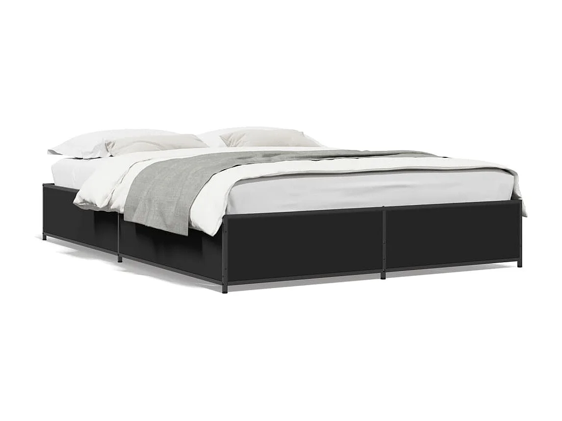 Cadre de lit sans matelas noir 140x190 cm