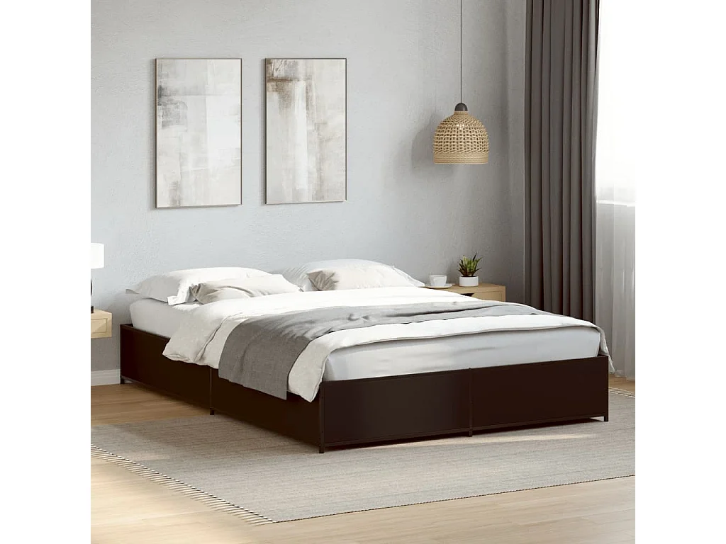 Cadre de lit sans matelas noir 140x190 cm