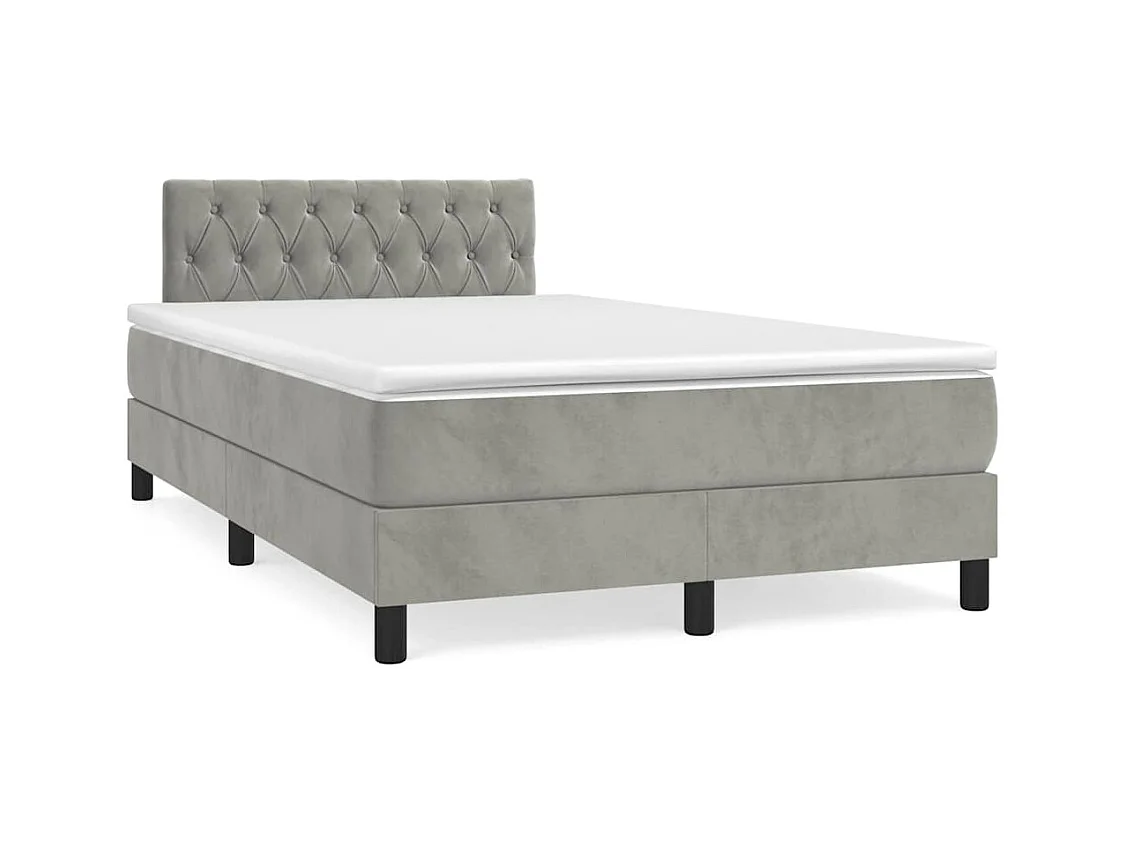 Sommier à lattes de lit avec matelas LED gris clair 120x190 cm
