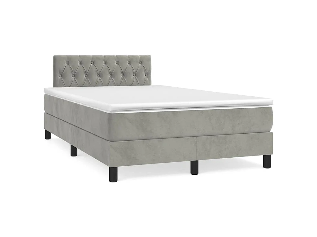 Sommier à lattes de lit avec matelas LED gris clair 120x190 cm