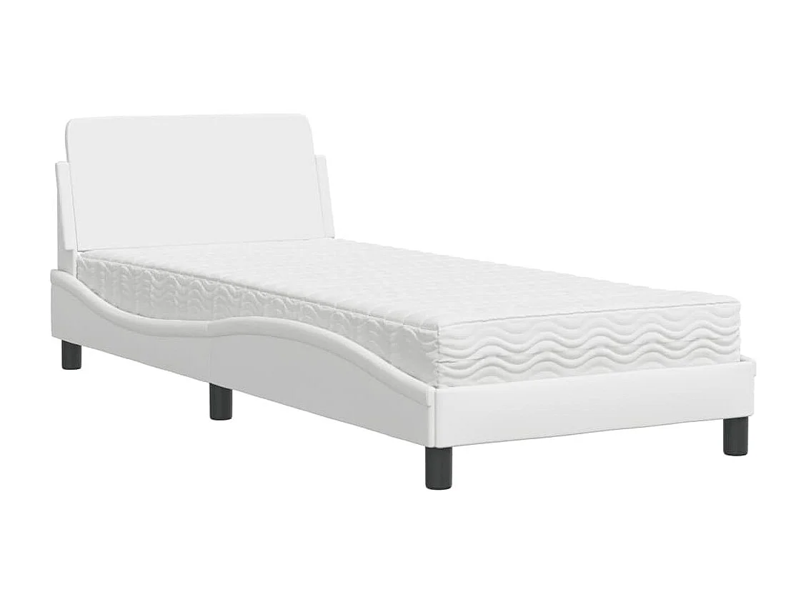 Lit avec matelas Dover blanc 80x200 cm similicuir