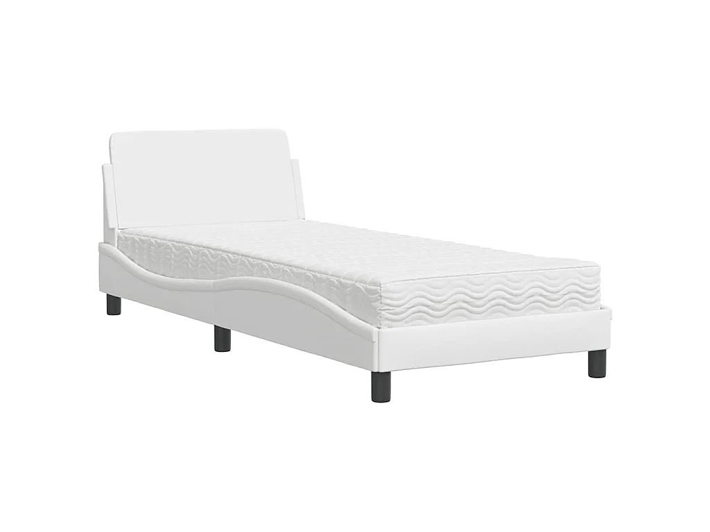 Letto con Materasso Dover Bianco 80x200 cm in Similpelle