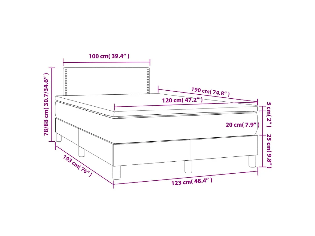 Boxspring met matras kunstleer zwart 120x190 cm
