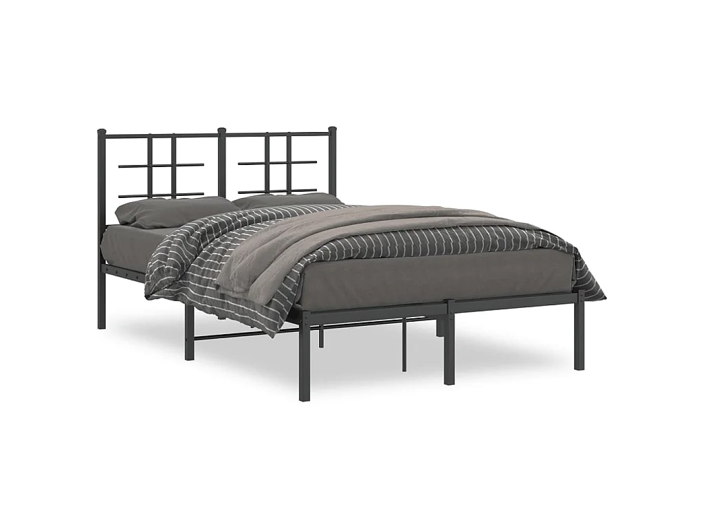 Cadre de lit métal sans matelas avec tête de lit noir 120x190cm