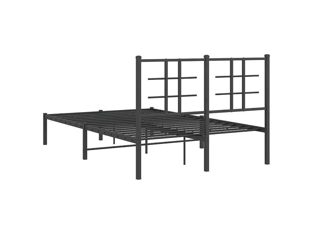 Cadre de lit métal sans matelas avec tête de lit noir 120x190cm
