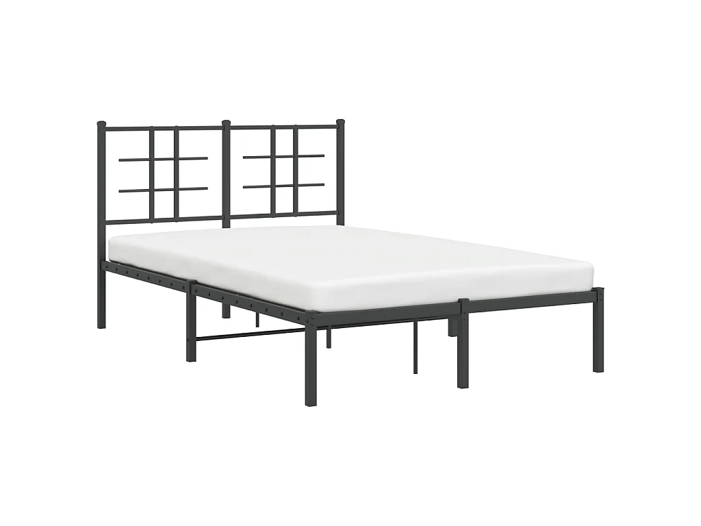 Cadre de lit métal sans matelas avec tête de lit noir 120x190cm