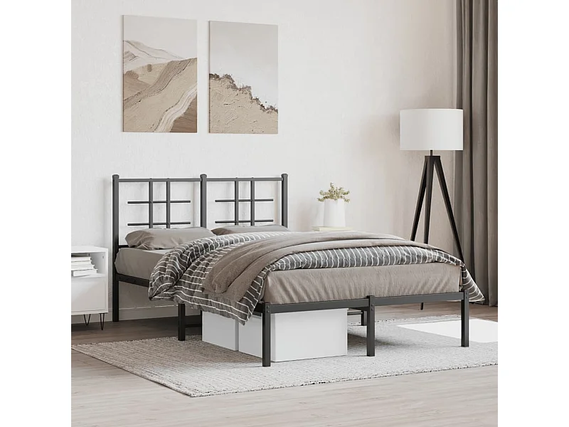 Estrutura de cama com cabeceira 120x190 cm metal preto