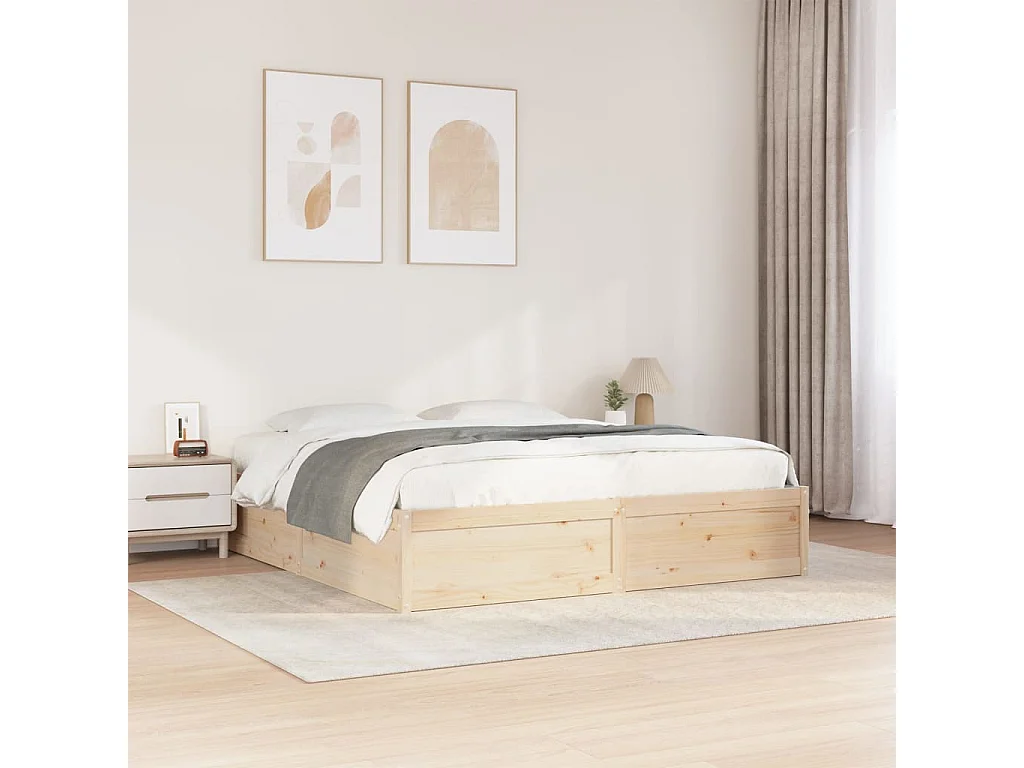 Cadre de lit sans matelas 200x200 cm bois massif de pin