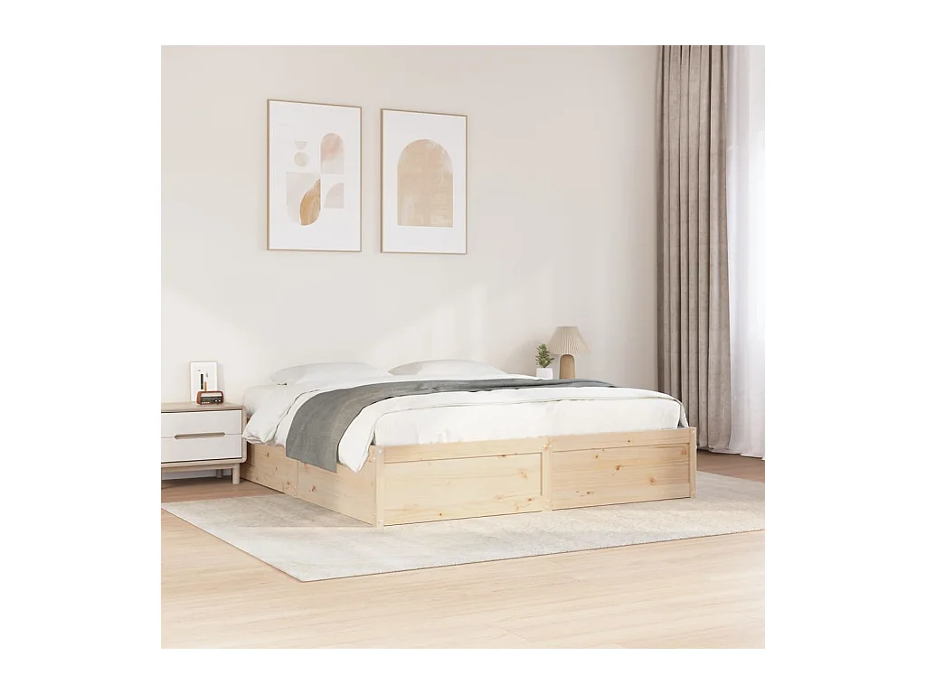 Letto senza Materasso 200x200 cm in Legno Massello di Pino