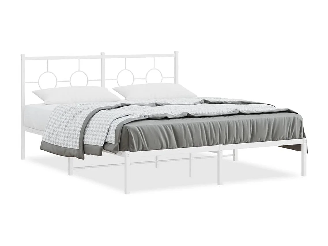 Bedframe met hoofdbord metaal wit 150x200 cm