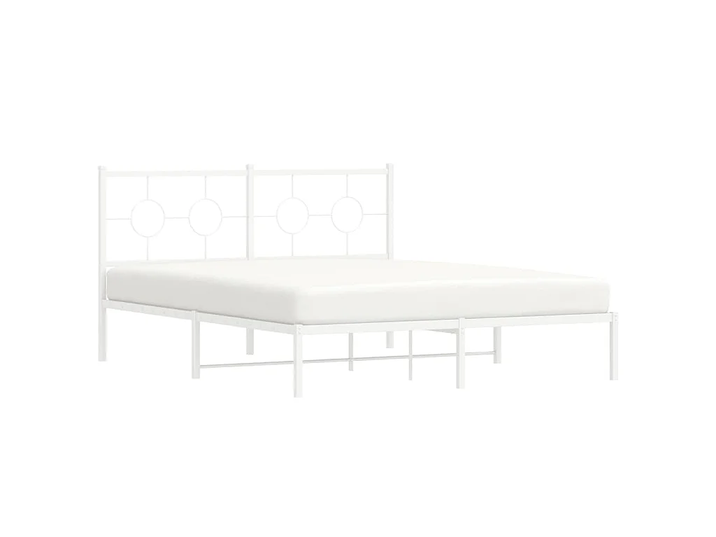 Cadre de lit métal sans matelas et tête de lit blanc 150x200 cm