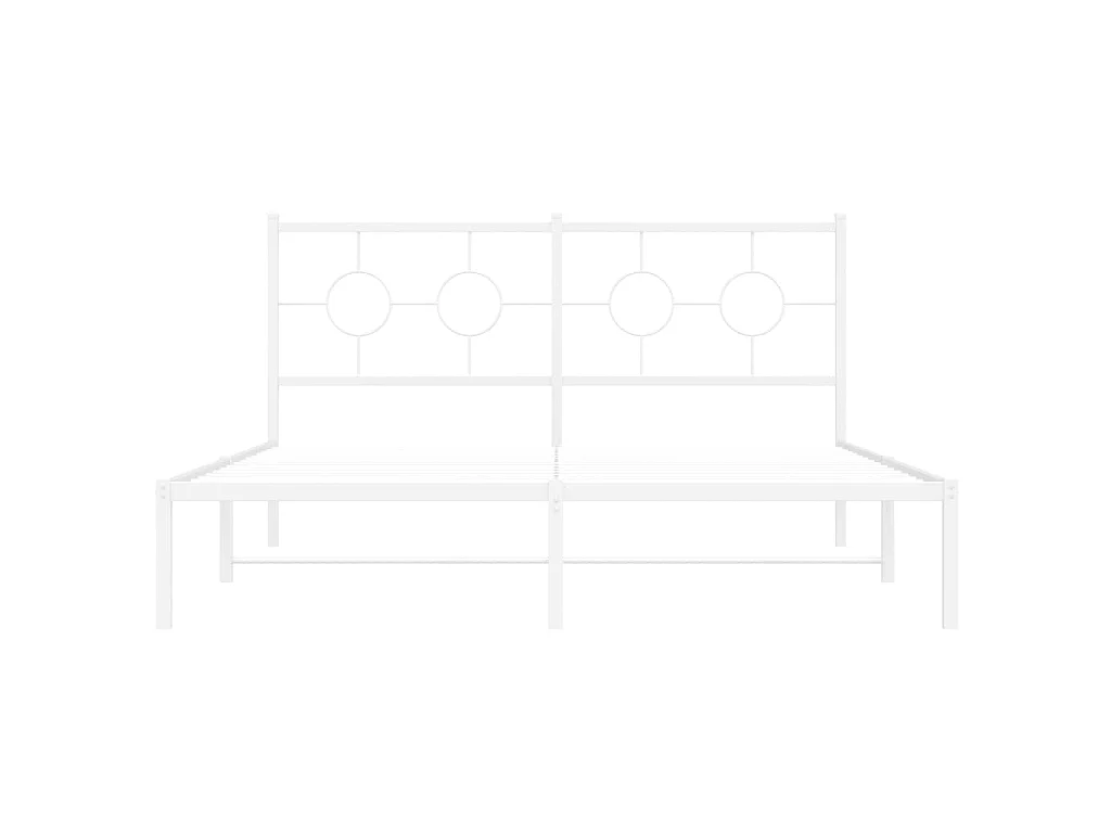 Cadre de lit métal sans matelas et tête de lit blanc 150x200 cm