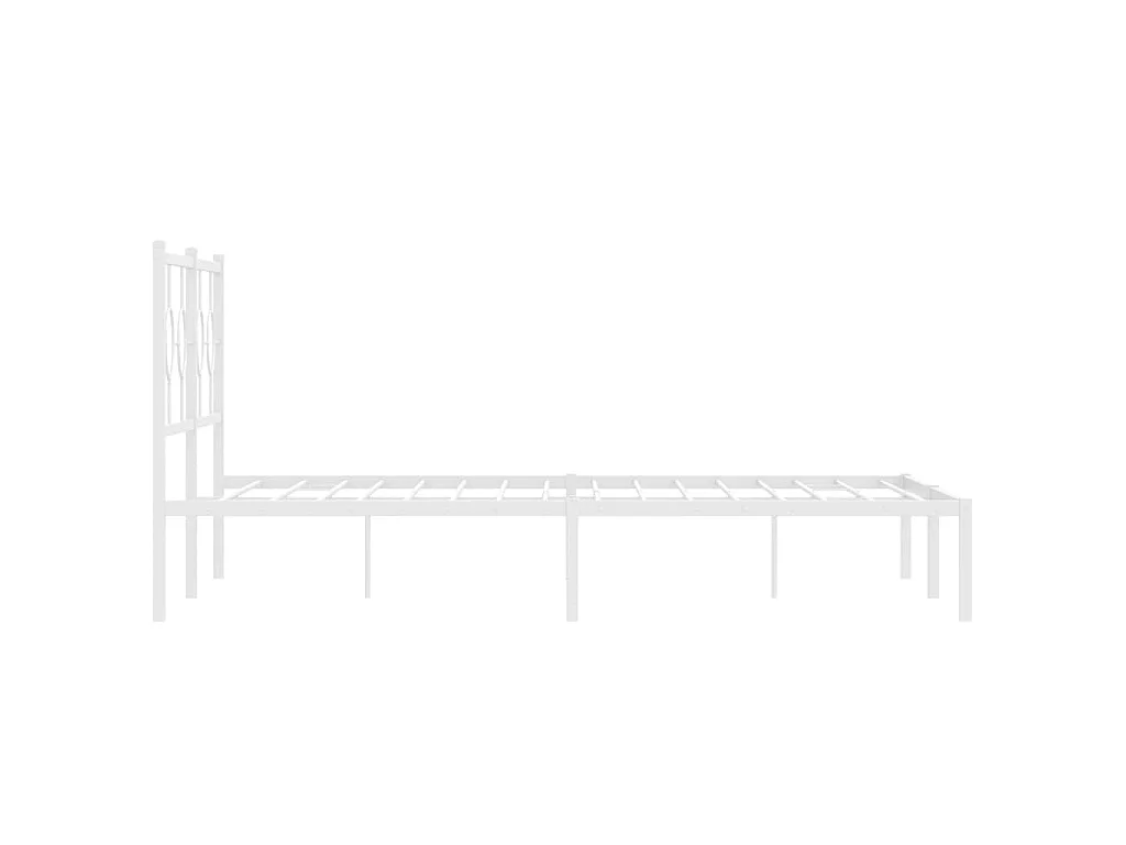 Cadre de lit métal sans matelas et tête de lit blanc 150x200 cm