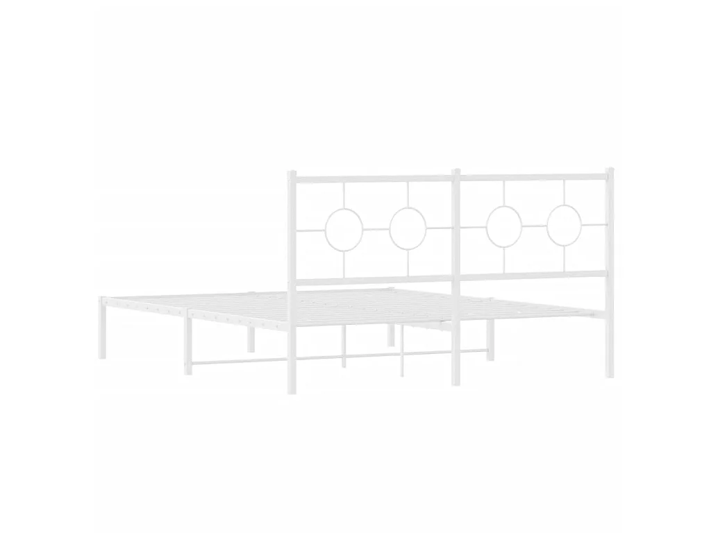 Cadre de lit métal sans matelas et tête de lit blanc 150x200 cm