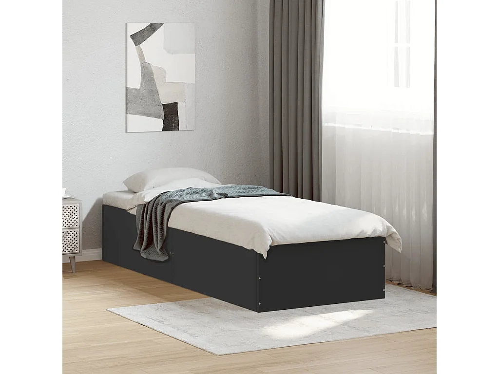 Bedframe bewerkt hout zwart 100x200 cm