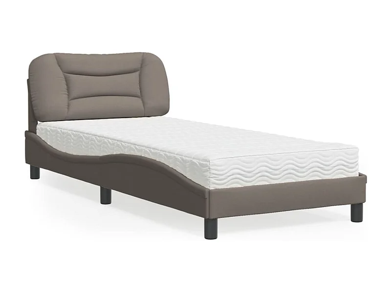 Bed met matras "Hvar" stof taupe 90x200 cm