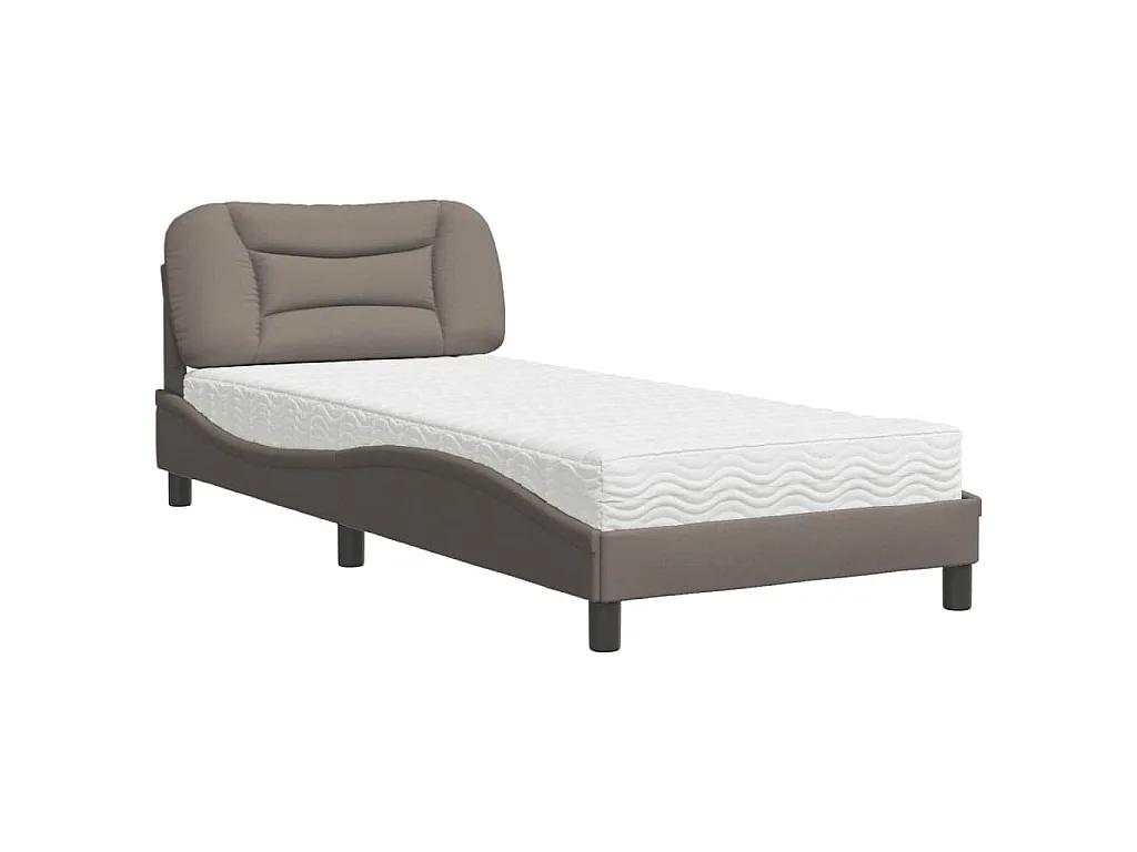 Bed met matras "Hvar" stof taupe 90x200 cm