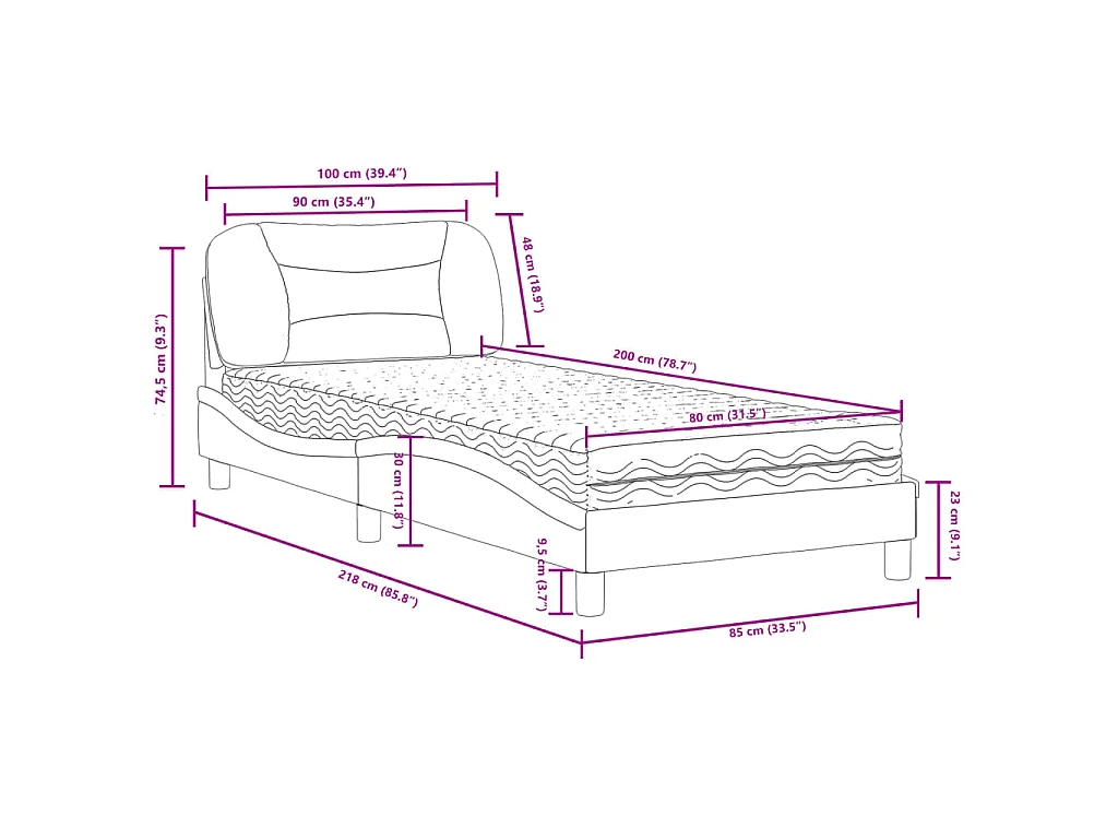 Bed met matras "Hvar" stof taupe 90x200 cm