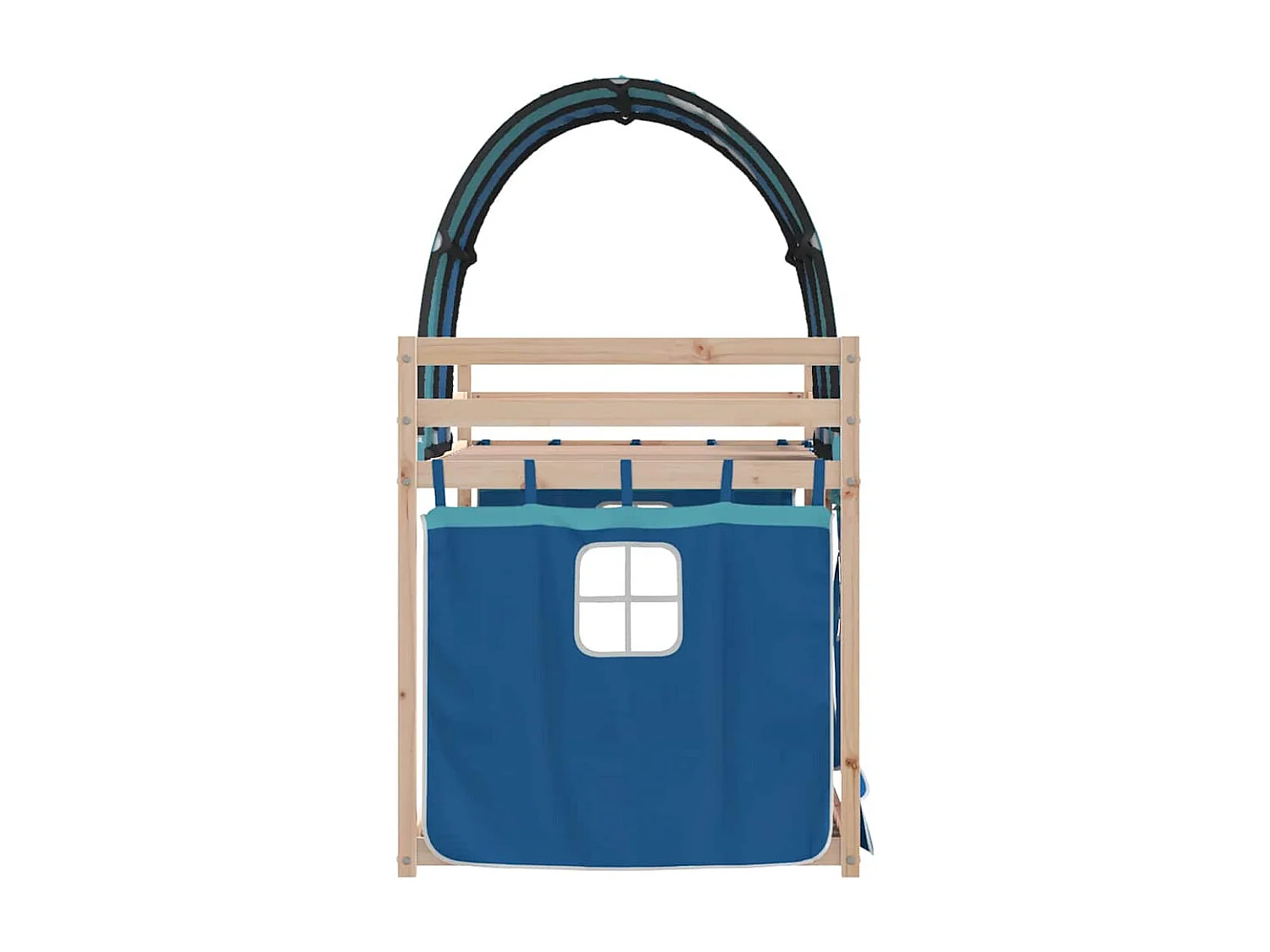 Etagenbett mit Vorhängen Blau 90x200 cm Massivholz Kiefer