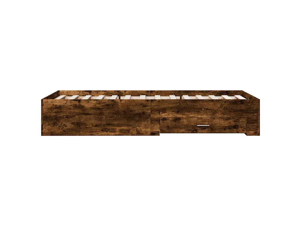 Cadre de lit avec tiroirs sans matelas chêne fumé 90x190 cm