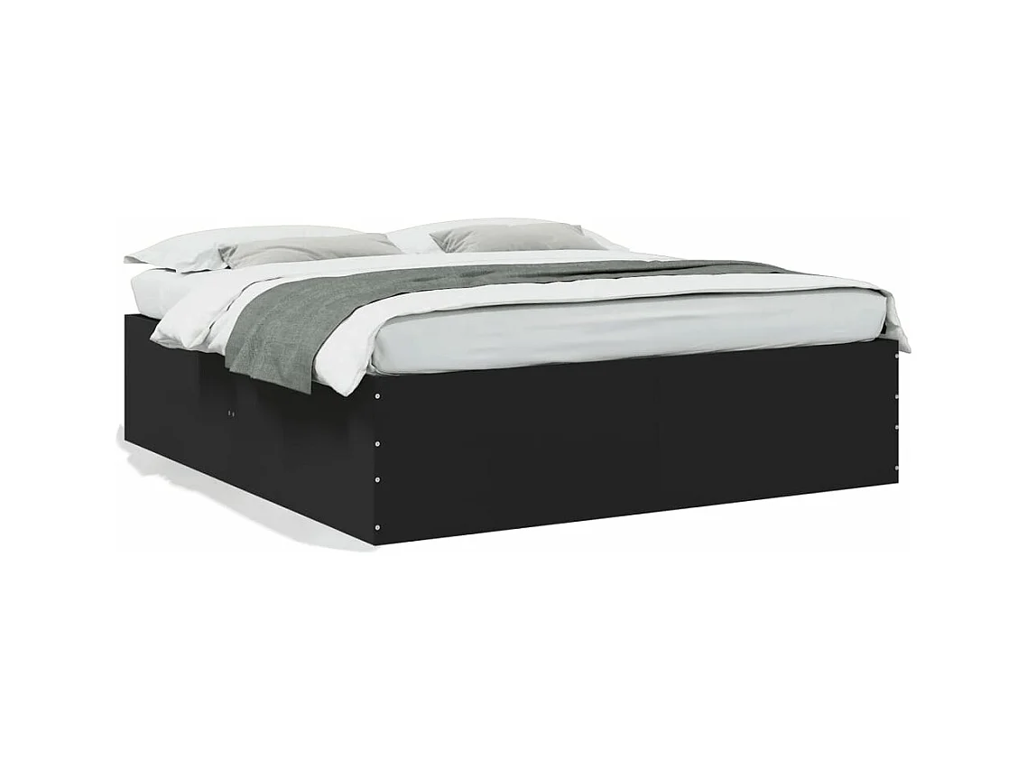 Cadre de lit sans matelas noir 200x200 cm