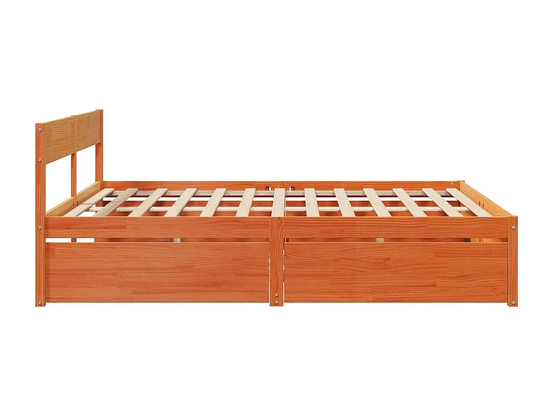 Cadre de lit sans matelas cire marron 200x200cm bois pin massif