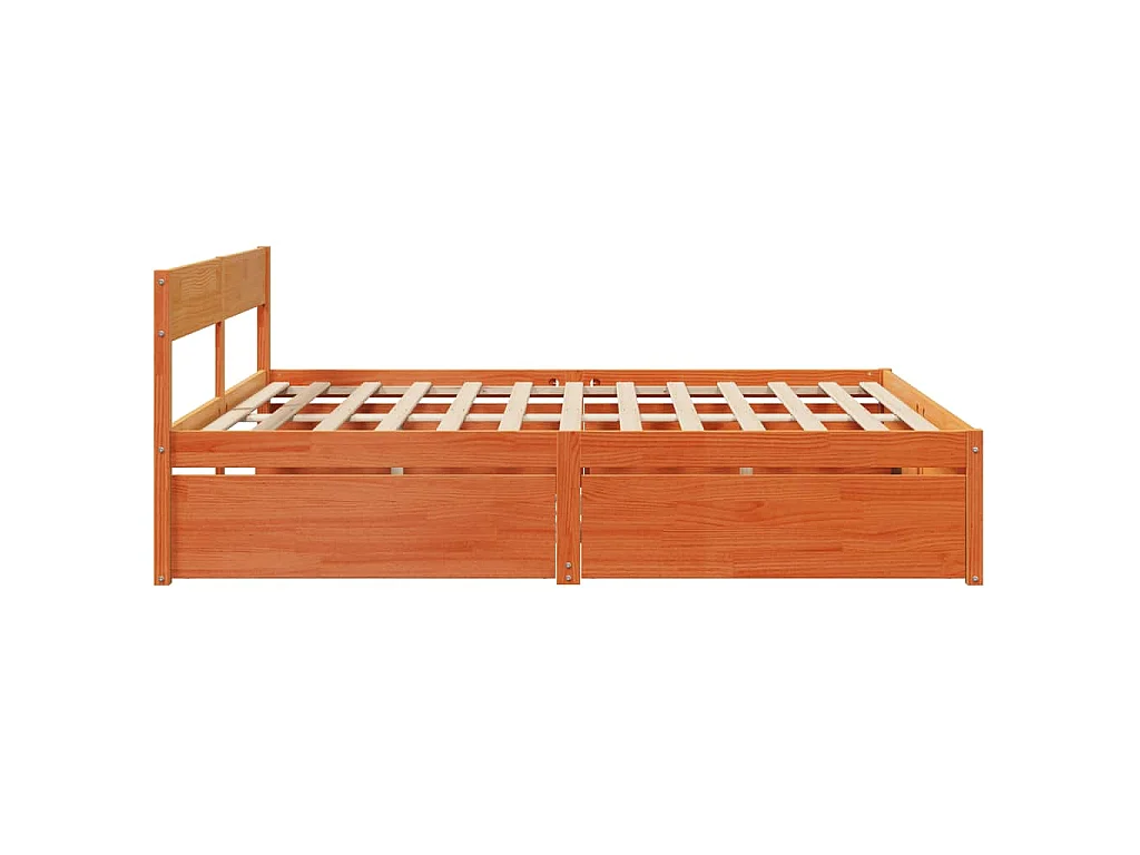 Cama sin colchón madera maciza de pino marrón cera 200x200 cm