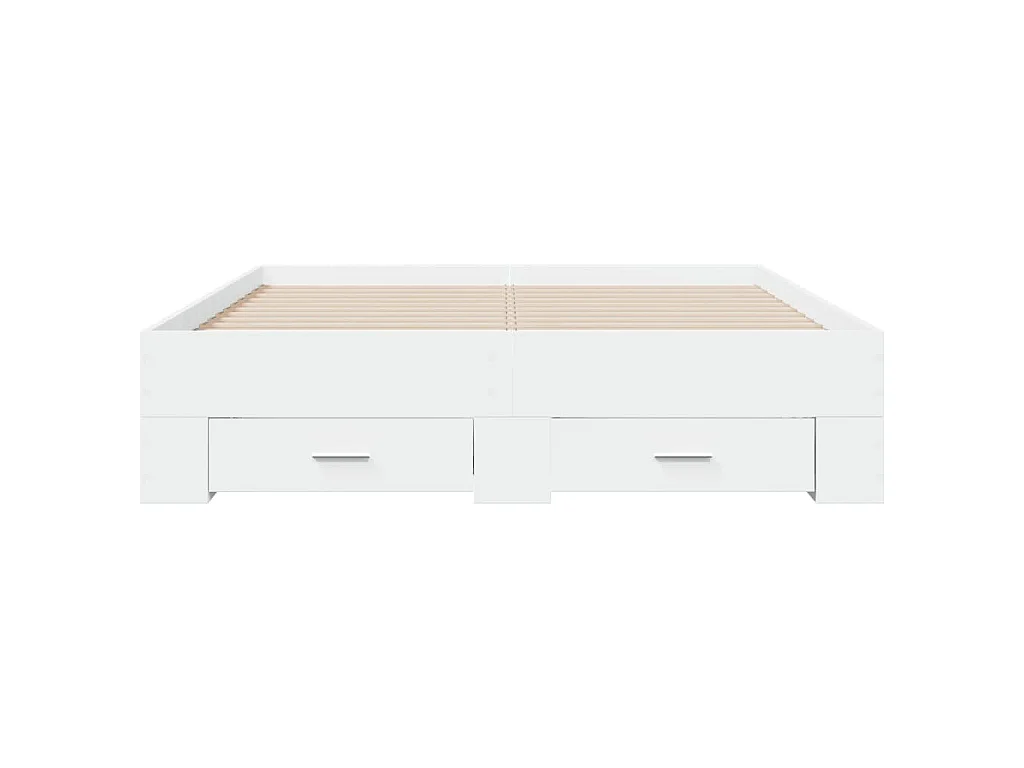 Cadre de lit avec tiroirs sans matelas blanc 135x190 cm