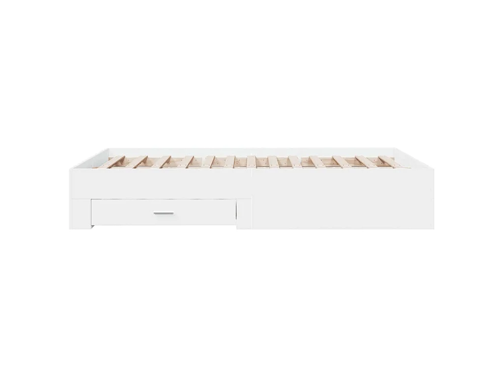 Cadre de lit avec tiroirs sans matelas blanc 135x190 cm