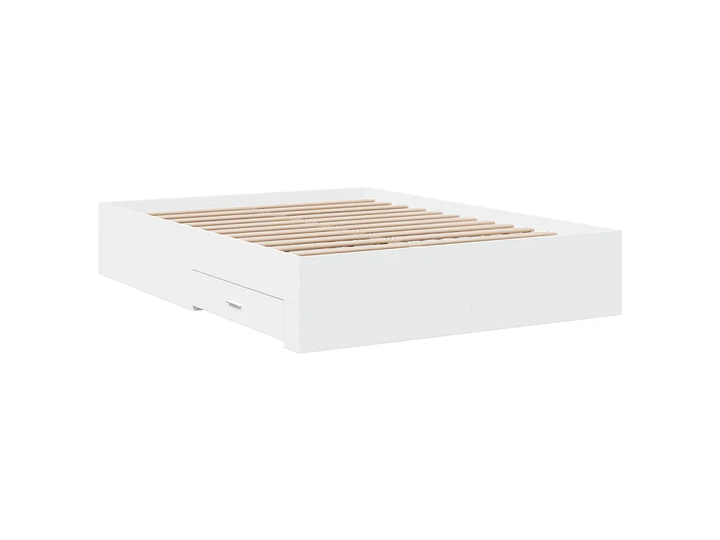 Cadre de lit avec tiroirs sans matelas blanc 135x190 cm