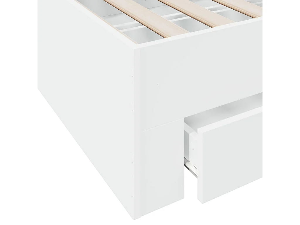 Cadre de lit avec tiroirs sans matelas blanc 135x190 cm