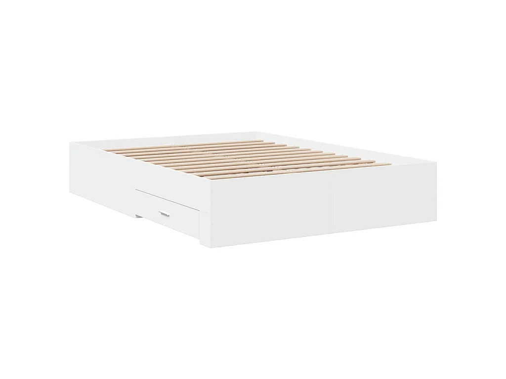 Cama con cajones madera de ingeniería blanco 135x190 cm