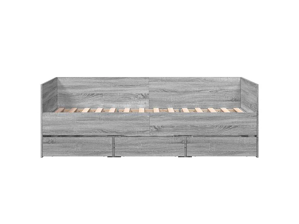 Sofá cama con cajones sin colchón gris Sonoma 75x190 cm